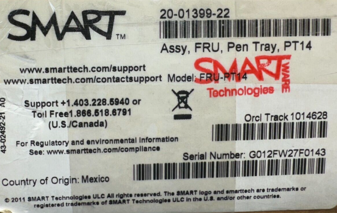 SMART FRU-PT-14-2 Replacement pen tray for SBX800 Boards