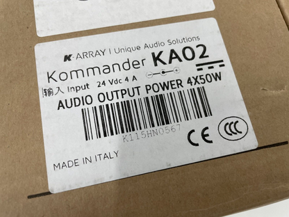 K-Array Kommander KA02 Compact 4-Channel 200W Audio Amplifier/Processing System