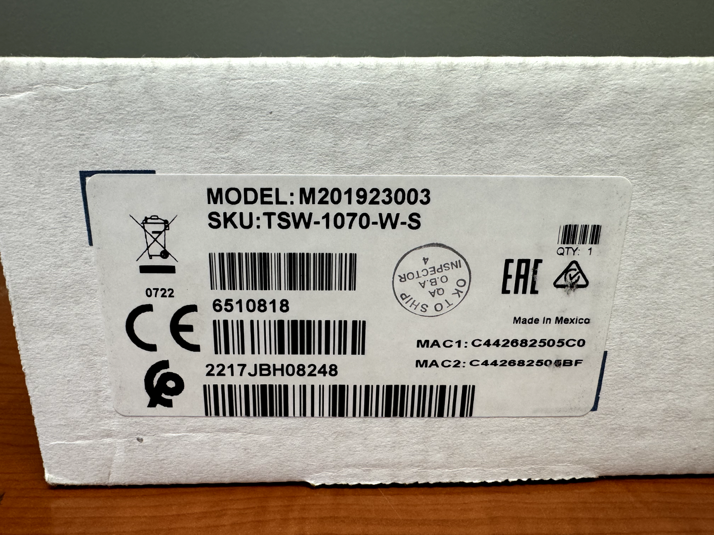 Crestron TSW-1070-W-S 10.1 in. Wall Mount Touch Screen, White Smooth 6510818