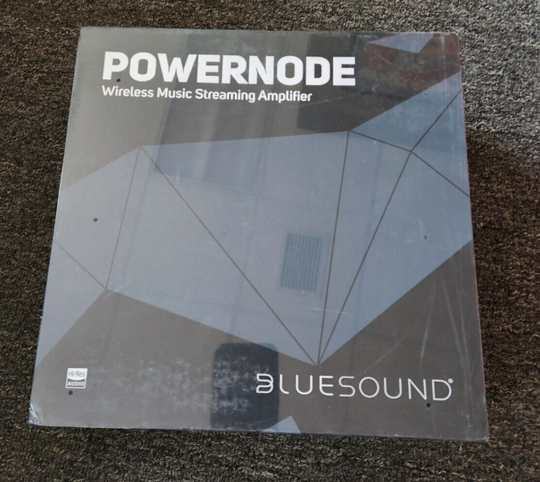 Bluesound Powernode Wireless Hi-Res Music Streamer w/80W/Ch Amp-Black, NEW