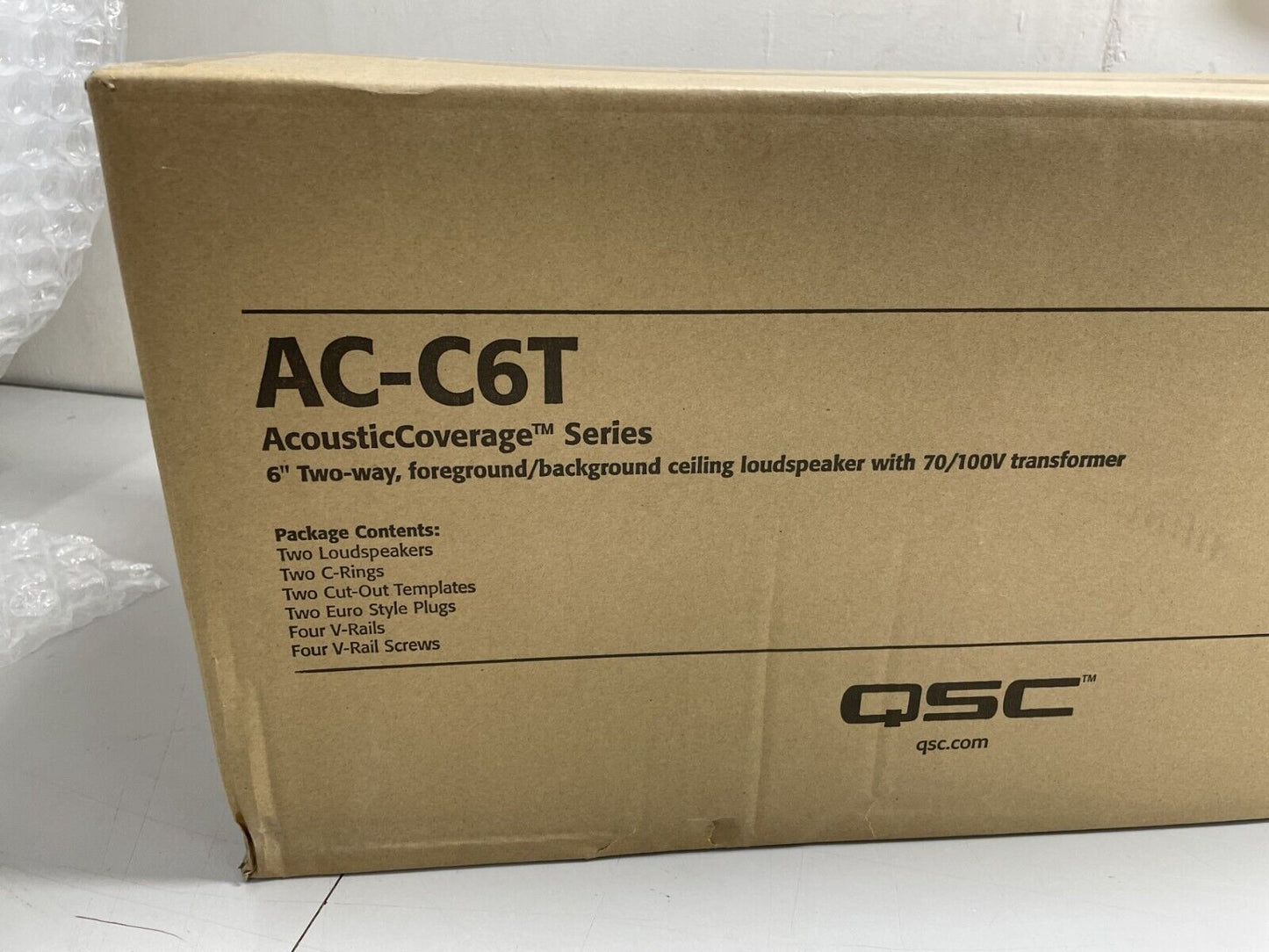 QSC AC-C6T Two-Way 6" Ceiling Mount 70/100V Pro Audio Speakers - PAIR - White