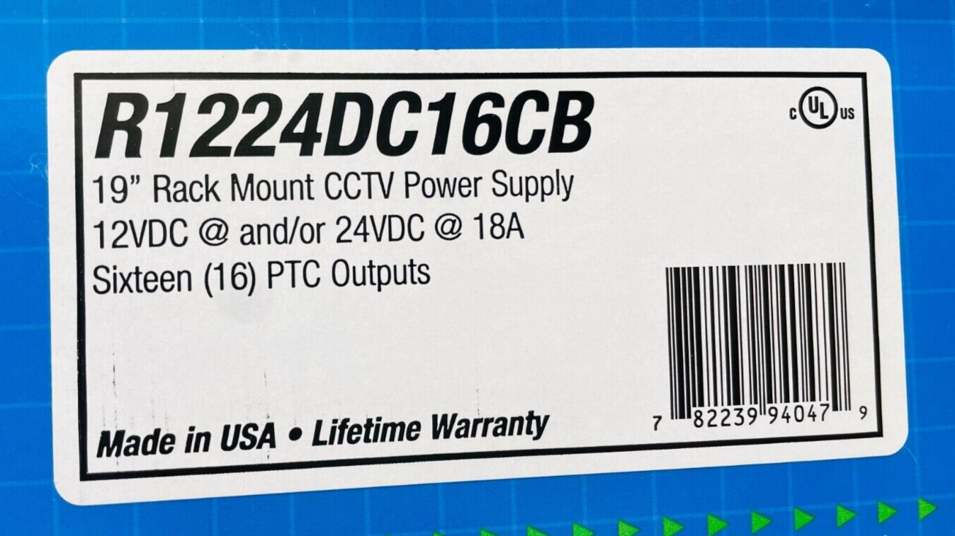 Altronix R1224DC16CB Power Supply, 16 PTC Class 2 Outputs, 12/24VDC 18A, 115VAC