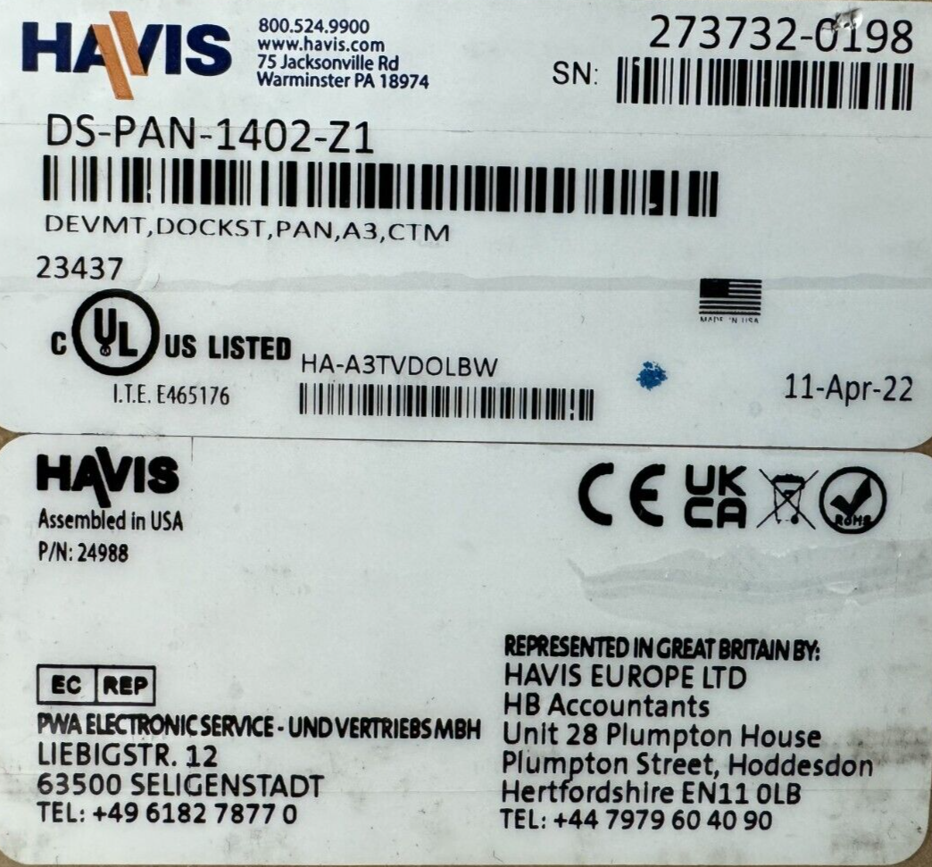 Havoc DS-PAN-1402-Z1 Docking Station & Power Supply