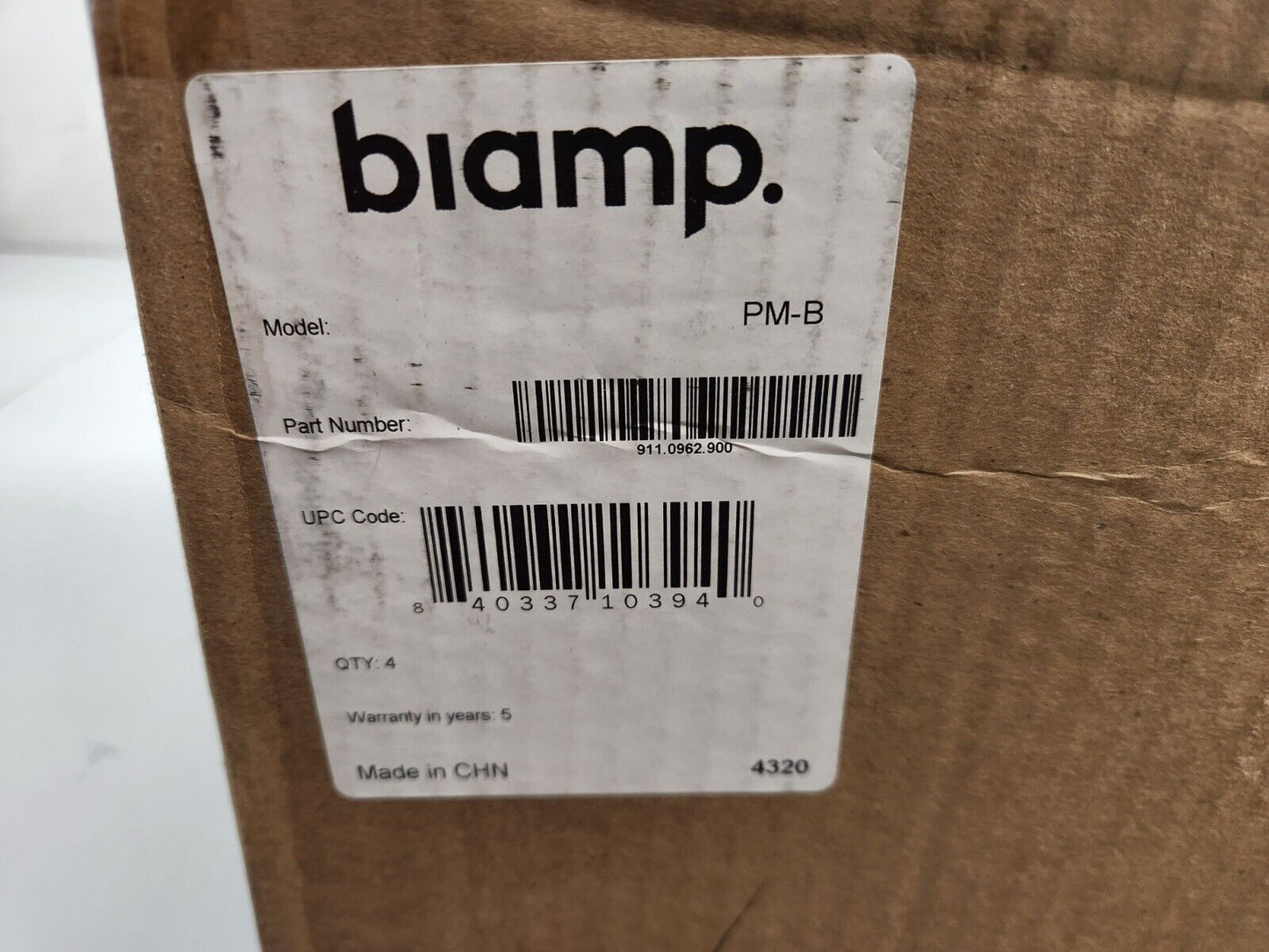 Biamp Cambridge Sound PM-B Pendant Mount Bracket (Black) Box of 4, 911.0962.900