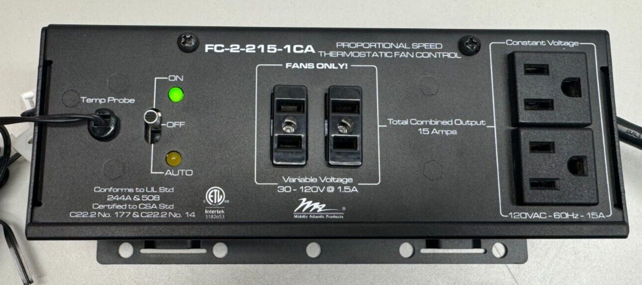 Middle Atlantic Products FC-2-215-1CA Thermostatic Fan Control