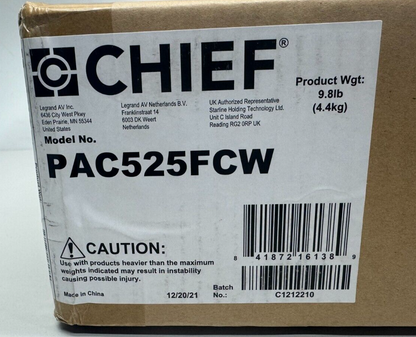 Chief PAC525FCW In-Wall Storage Box with Flange and Cover White - NOB