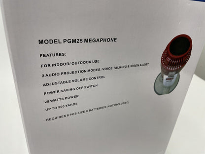 MG Electronics PGM-25 Megaphone Audio PA Bullhorn with Both Talk & Siren Modes