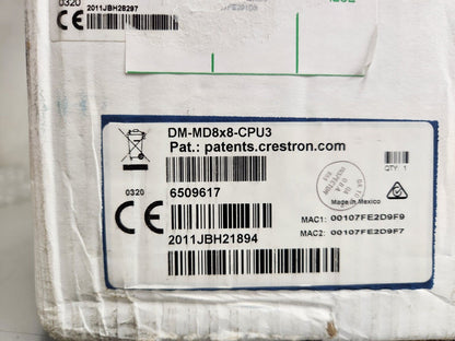 Crestron DM-MD8X8-CPU3 DigitalMedia Switcher Enclosure w/4KZ Cards 6509617 NOB