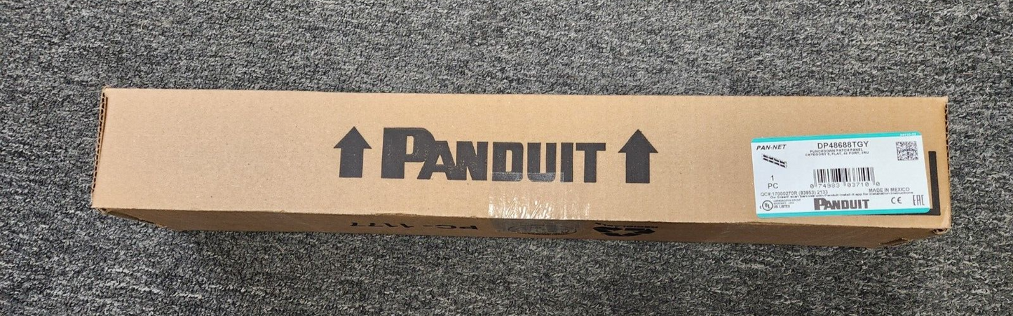 Panduit DP48688TGY Category-6 48-Port Flat Punchdown Patch Panel 2 RU NEW