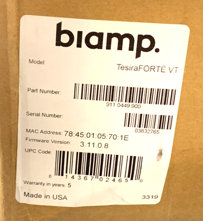 Biamp Tesira Forte VT / 911.0449.900