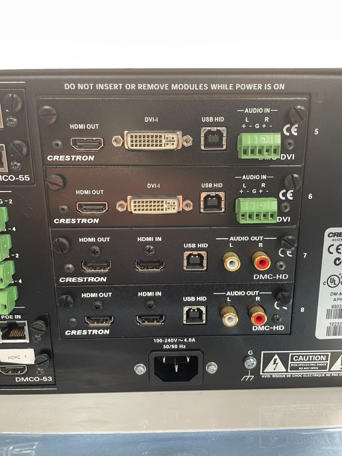 Crestron DM-MD8X8 - 8x8 DigitalMedia Switcher with Pictured Cards