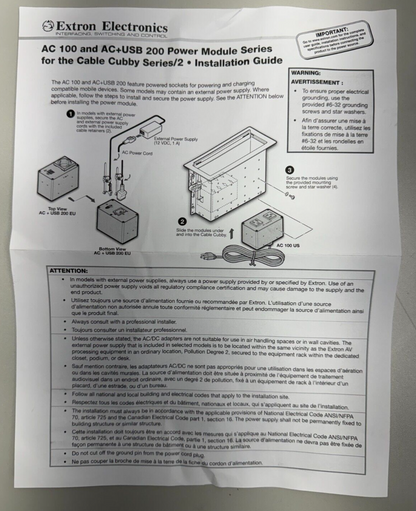 Extron 60-1697-01 AC+USB 224 US Cord Power Module