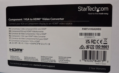 StarTech.com VGA2HD2  Component / VGA to HDMI Video Converter w/ Cable & Adapter