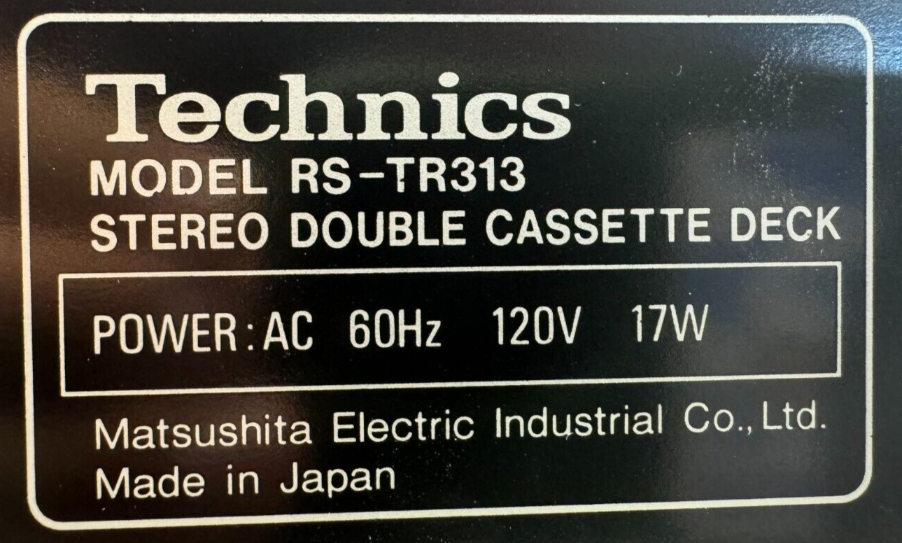 Technics RS-TR313 Double Cassette Deck Manual