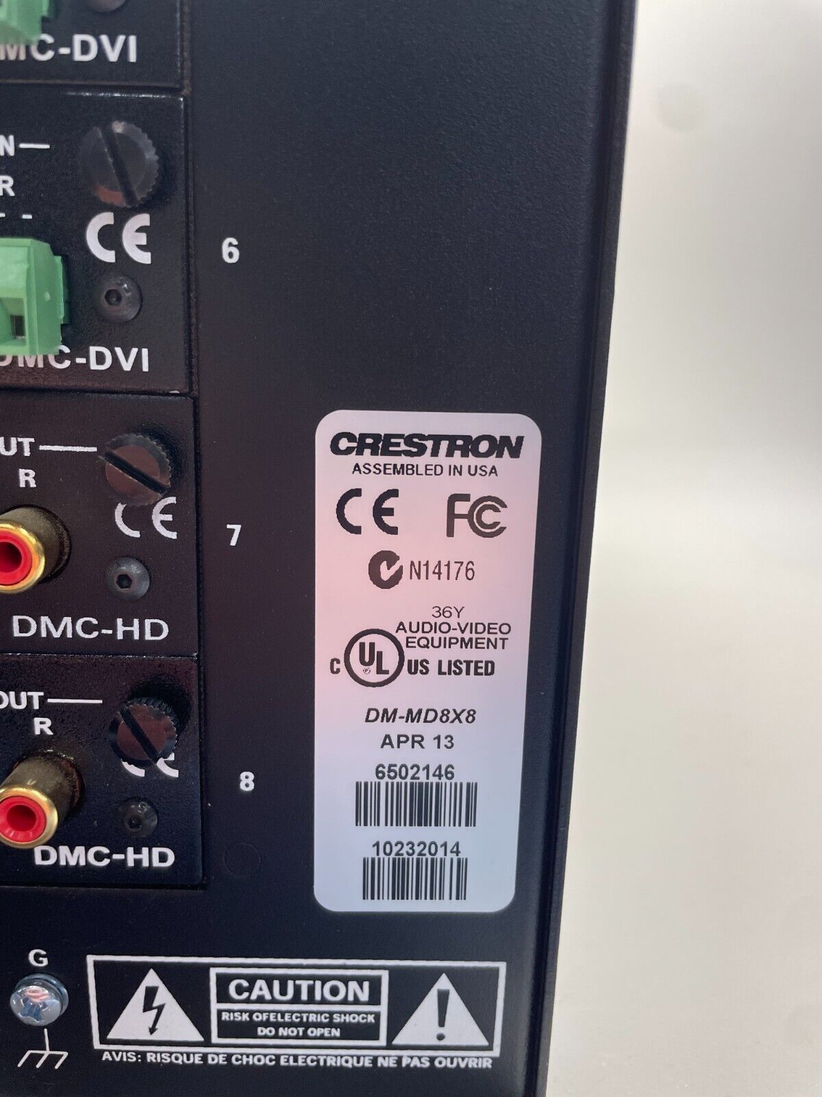 Crestron DM-MD8X8 - 8x8 DigitalMedia Switcher with Pictured Cards