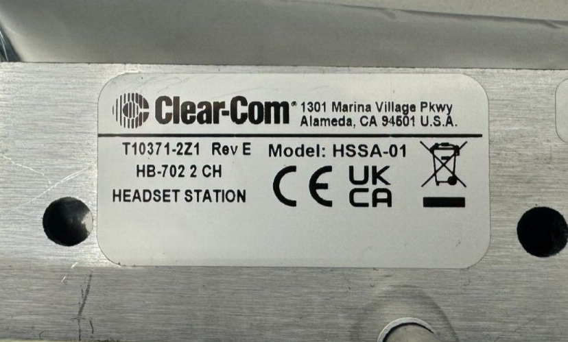 Clear-Com HB-702 Encore 2 Channel Switchable Headset Station Flush Mount 2 Gang