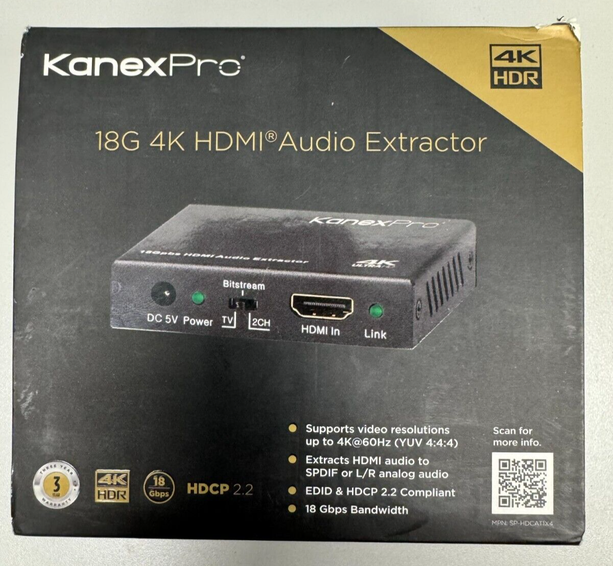 KanexPro HAECOAX3 18G 4K HDMI Audio Extractor NEW