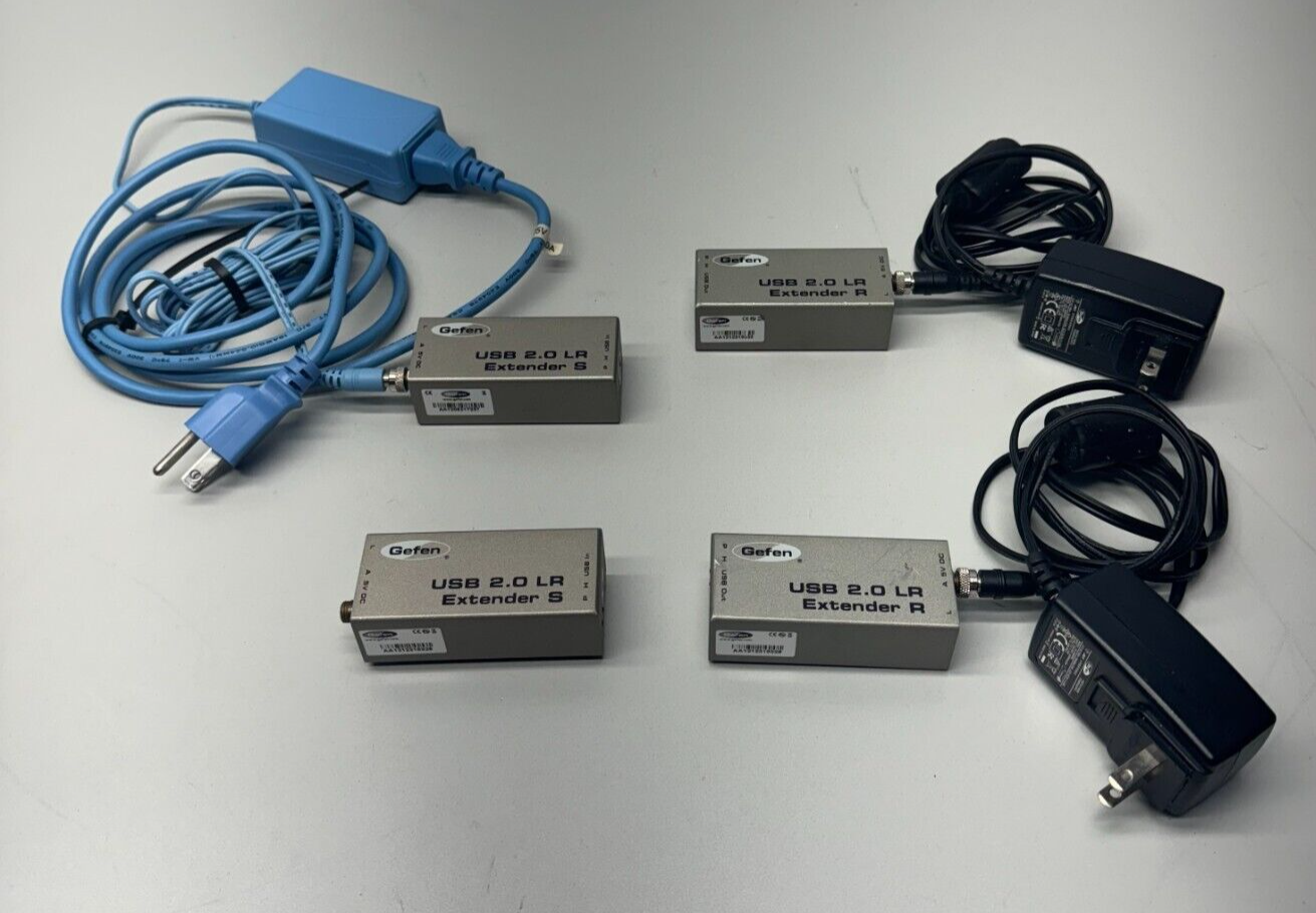 Gefen USB 2.0 LR Extenders 2x S & 2x R w/ 3x  AC Power Adaptors