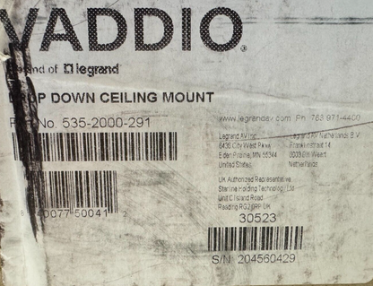 Vaddio 535-2000-291 Drop Down Ceiling Mount for Small PTZ Cameras - Long