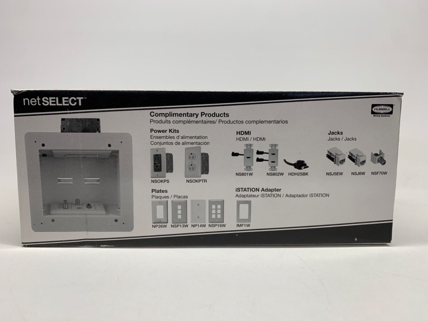 Hubbell netSELECT NSAV62M / Flat Panel TV Connection Enclosure 2 Gang In-Wall