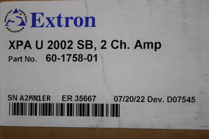 Extron XPA U 2002 SB, 2 Ch. Amp  /  60-1758-01   Power Amplifier