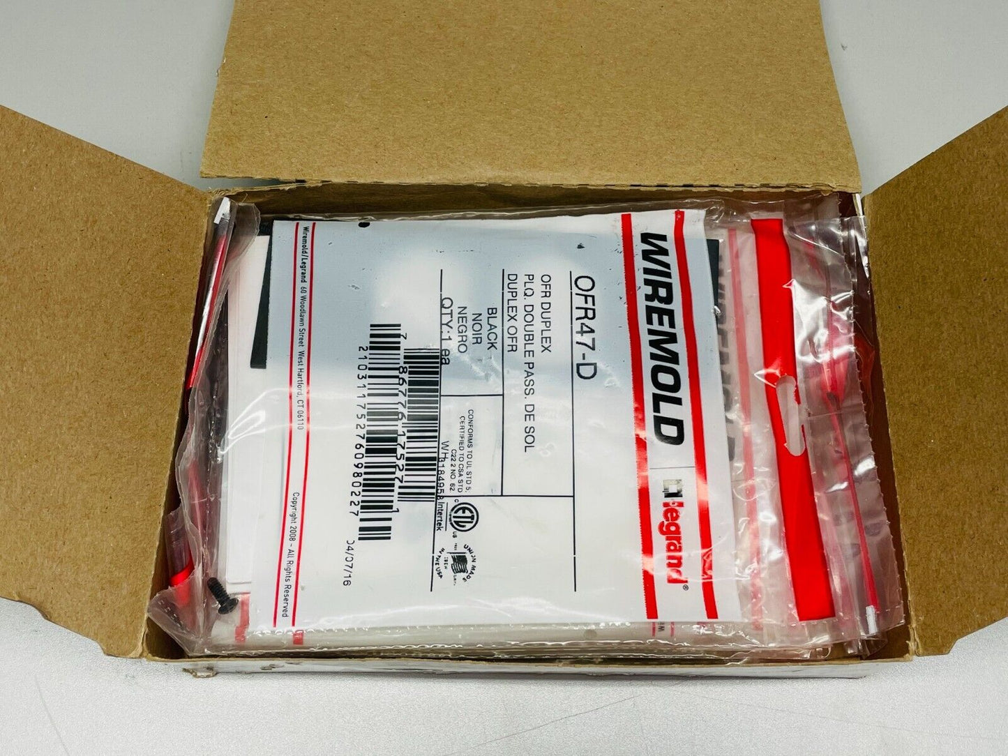 Wiremold OFR47-D OFR Series Overfloor Raceway Duplex Device Plate BOX OF 6