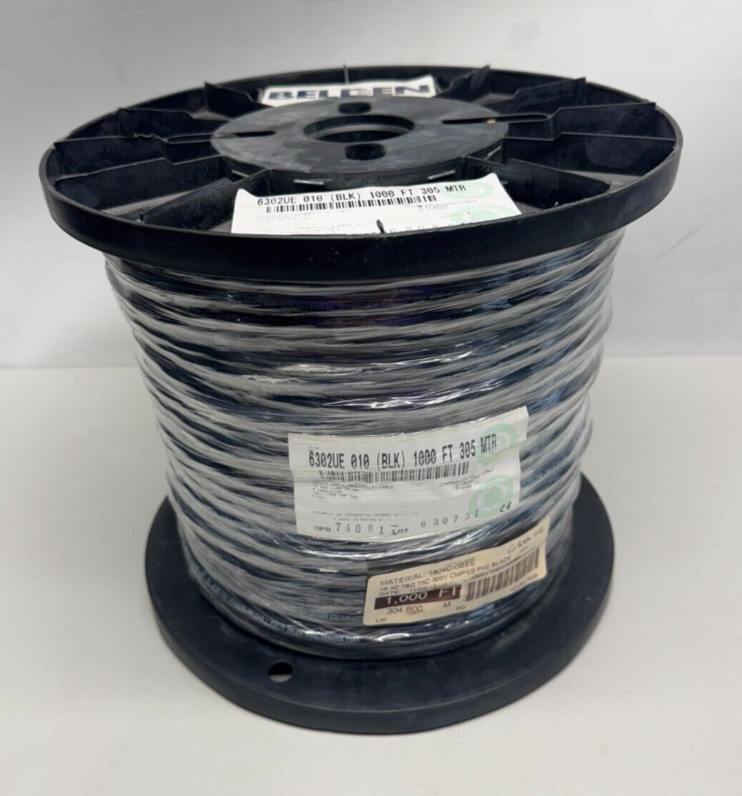 Belden 6302UE 010 Unshielded Flamarrest 18 AWG 4 Conductor Cable Black 1000 ft