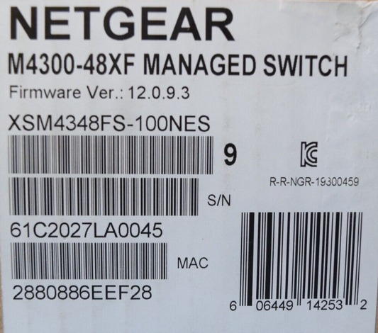 Netgear M4300-48XF Managed Switch XSM4348FS- 100NES