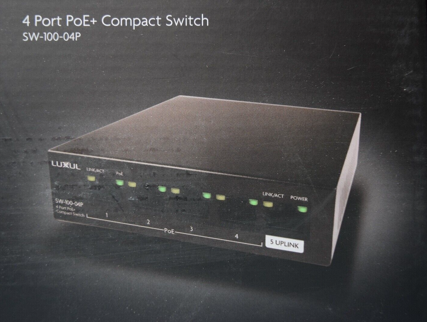 Luxul 4 Port PoE+ Compact Switch - SW-100-04P