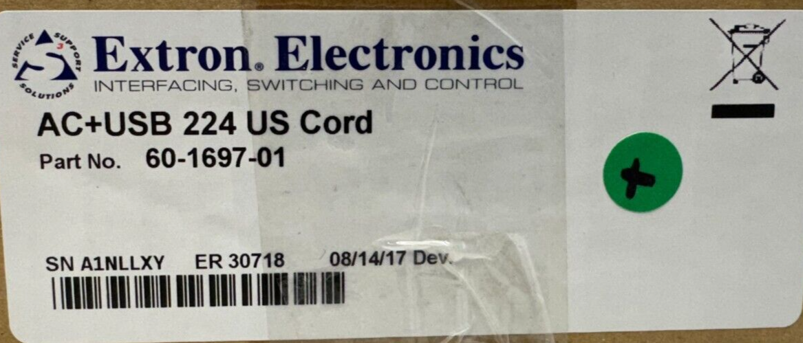 Extron 60-1697-01 AC+USB 224 US Cord Power Module