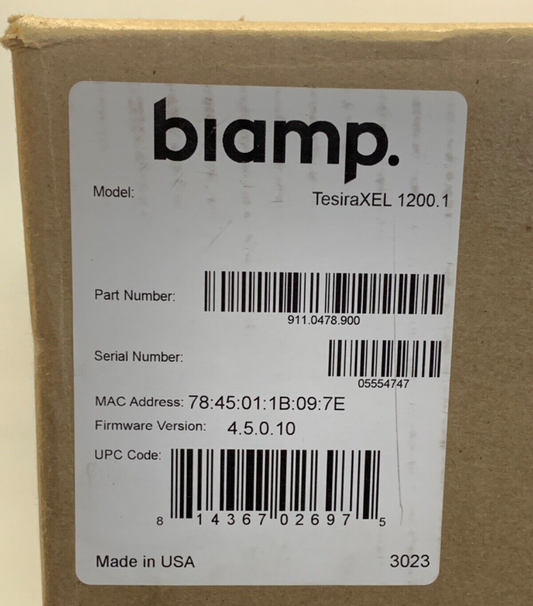 Biamp TesiraXEL 1200.1 / 4-CHANNEL, 1200W AMPLIFIER