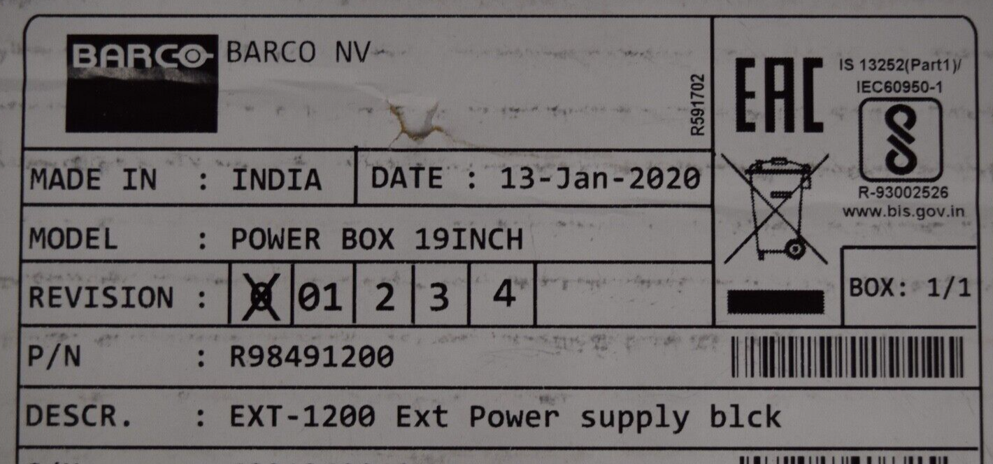 Barco EXT-1200 Power Box 19" / Power Supply Block  R98491200