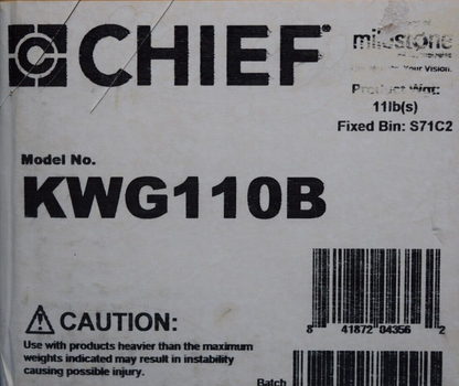 Chief KWG110B Dual Swing Arm Wall Mount for Displays from 10"-30" & up to 25lbs.