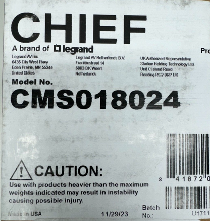 Chief CMS018024 18"-24" Adjustable Projector Extension Column Black