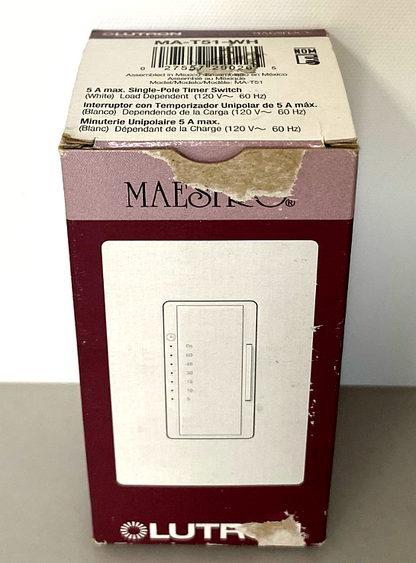 Lutron Maestro MA-T51-WH Single Pole Timer Switch