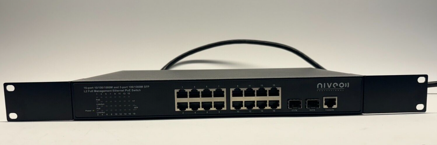 Niveo NGSME16T2H  16-port 10/100/1000BaseT + 2SFP L2+ Managed PoE+ Switch