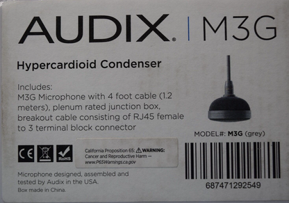 Audix M3 / M3G Tri-Element Ceiling Microphone Hypercardioid Condenser GREY