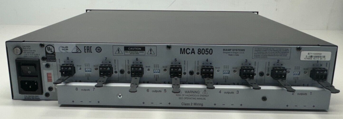 Biamp MCA 8050 Multi Channel Power Amplifier, 8 Channel, 50 W Amplifier