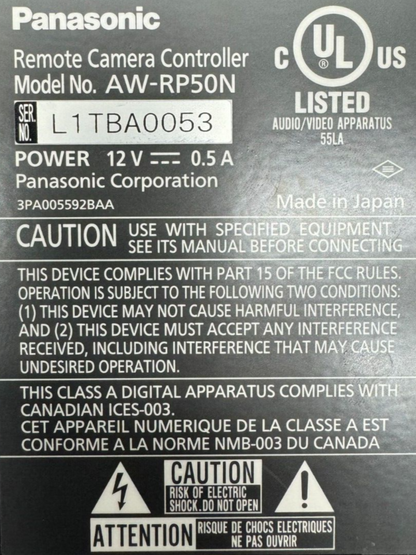 Panasonic AW-RP50 Robotic Camera Controller (No Power Supply)