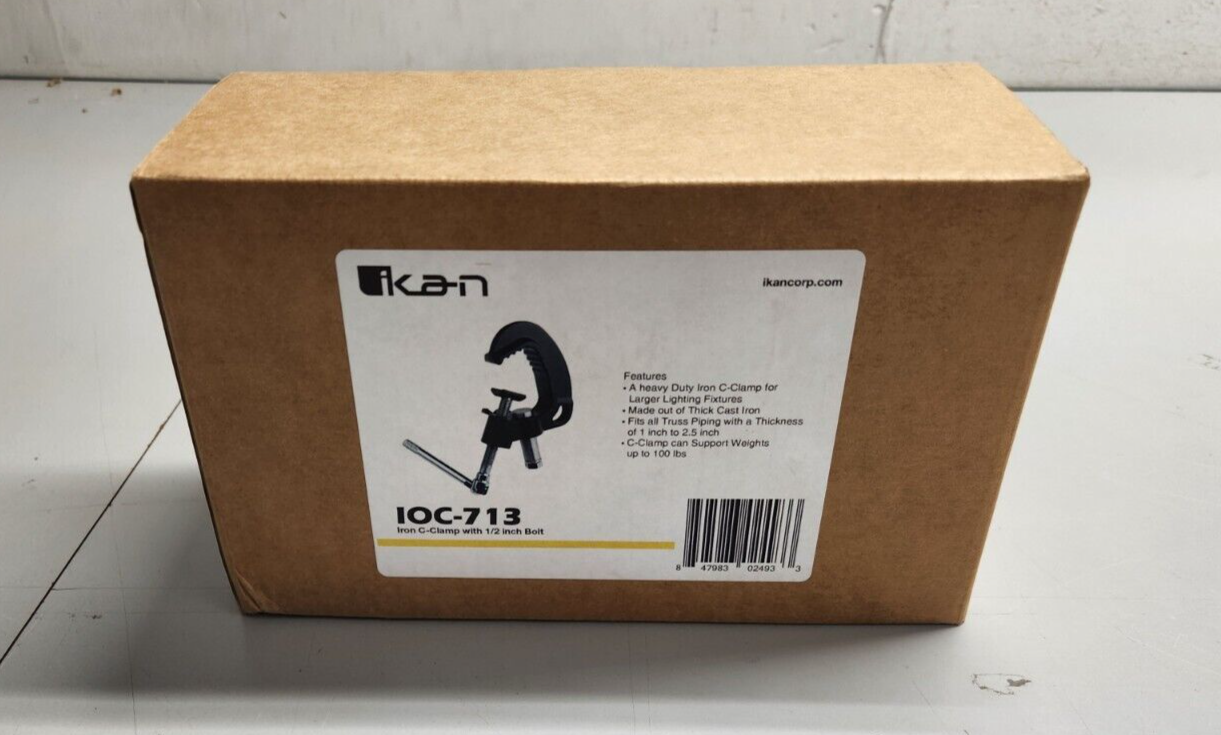 Ikan IOC-713 Iron C-Clamp with 1/2" Bolt for Larger Lighting Fixtures