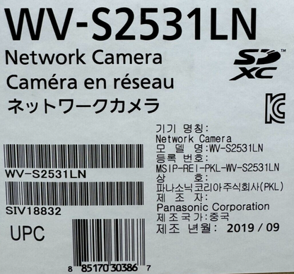 Panasonic WV-S2531LN 2MP 1080p H.265 Outdoor Vandal Dome Network Camera