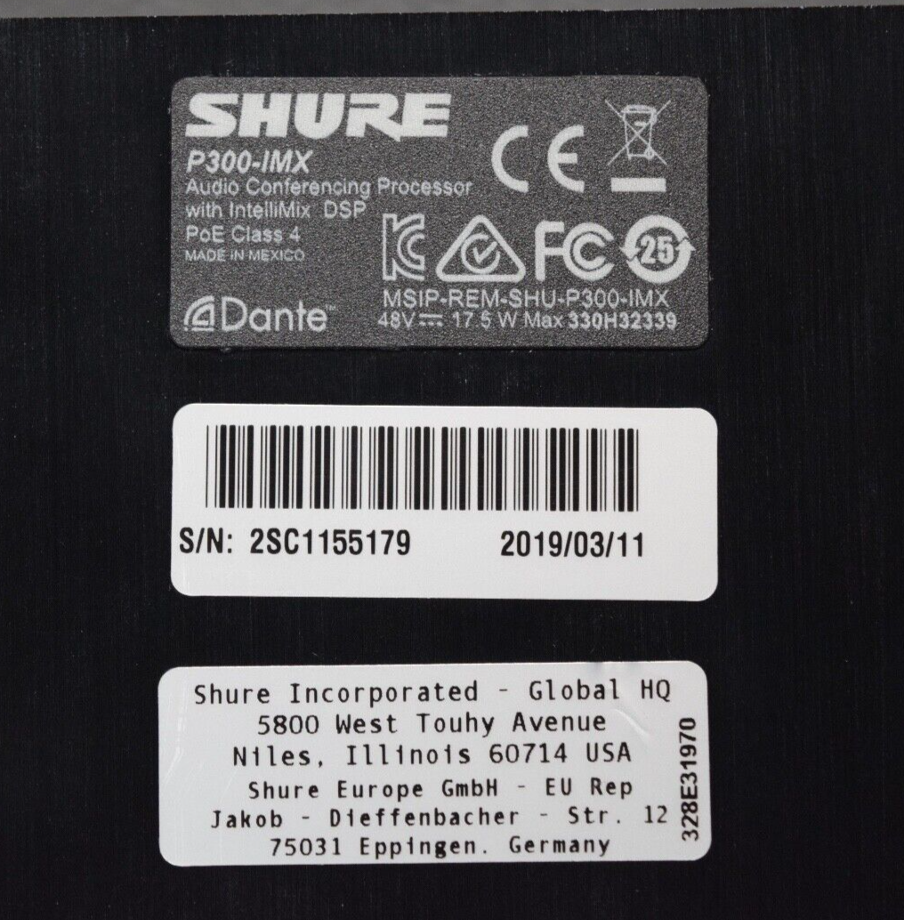 Shure P300-IMX Audio Conferencing Processor w/ IntellimMix DSP