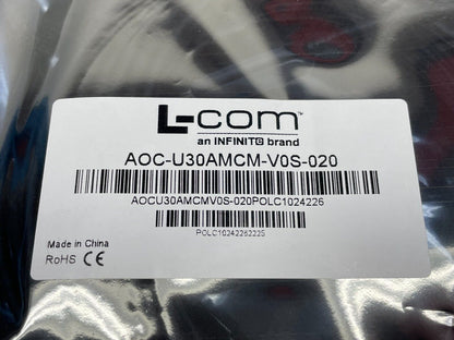 L-com AOC-U30AMCM-V0S-020, USB 3.0 Active Optical Cable, A male to C male 20m