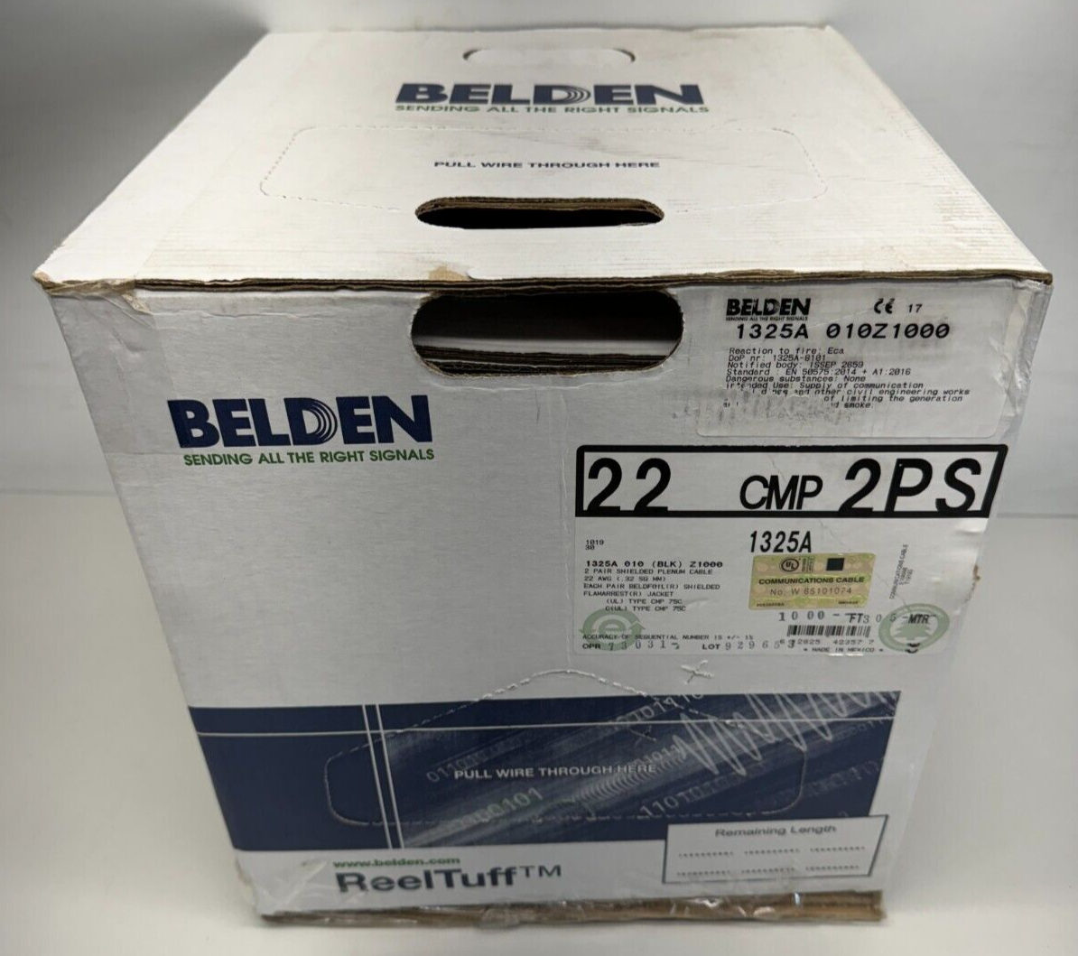 Belden 1325A 22/2P Twist Pair Individual Shields Plenum Cable CMP Black /50ft