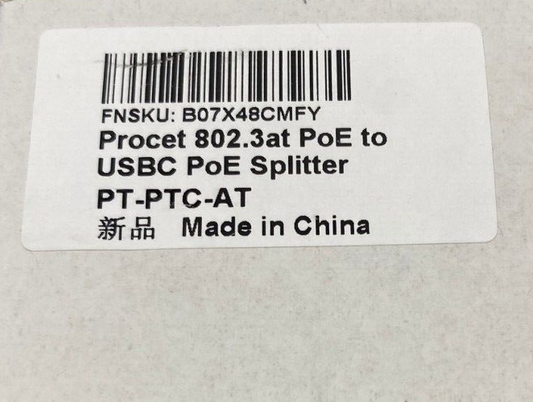 Procet 802.3at PoE to USBC PoE Splitter (PT-PTC-AT)