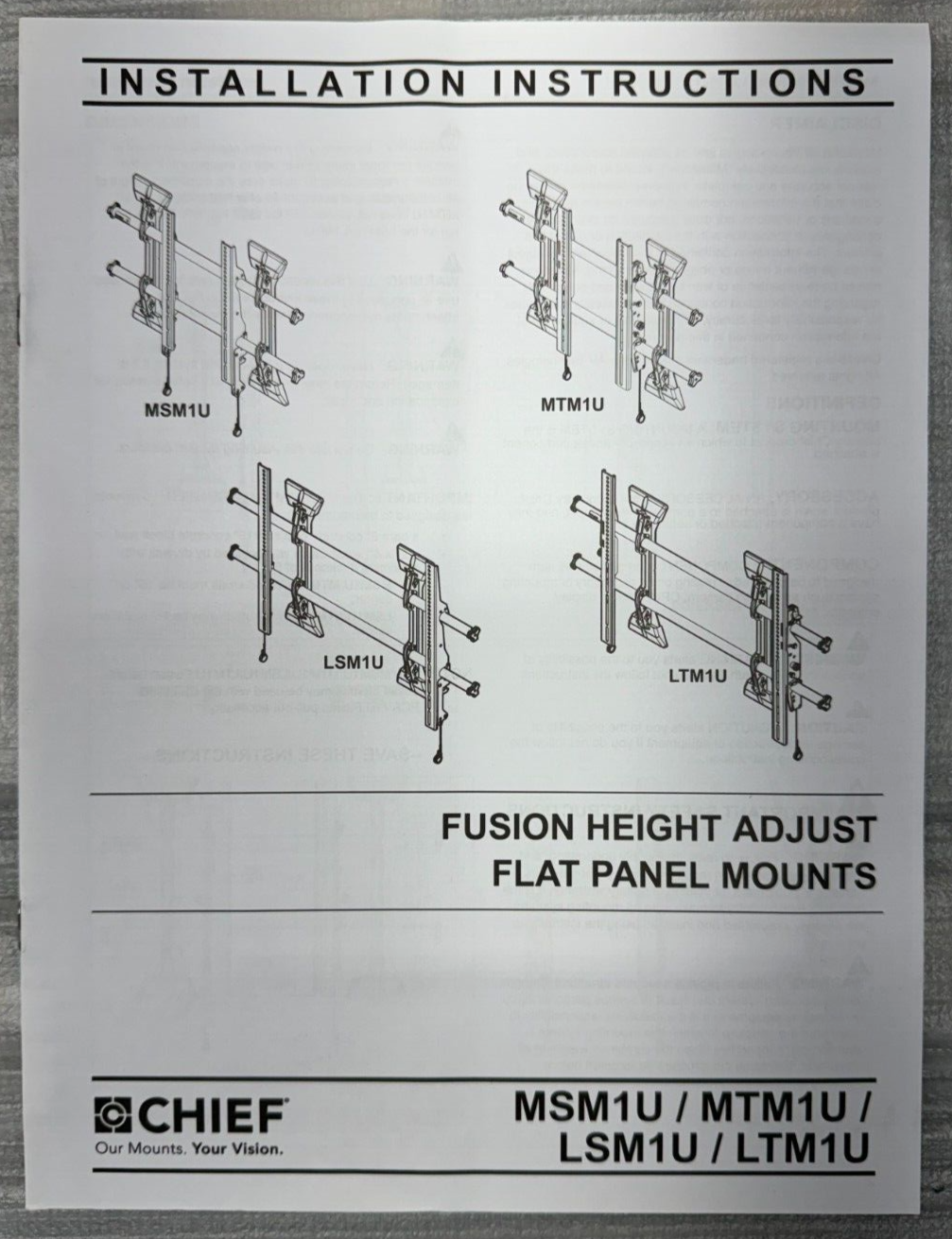 Chief LSM1U Fusion Series Fixed Wall Mount for 42 to 86" Displays