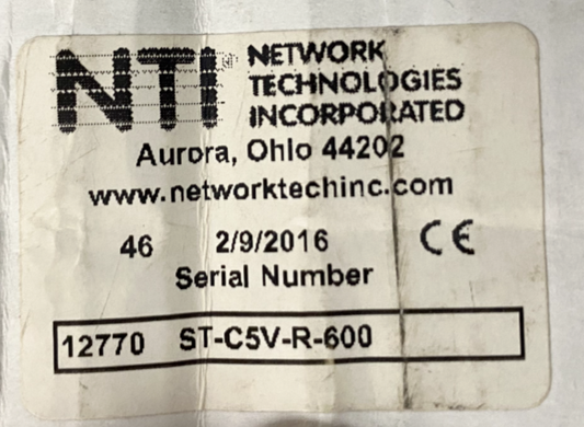 Network Technologies Incorporated  ST-C5V-R-600 / VGA Remote Receiver (12770)