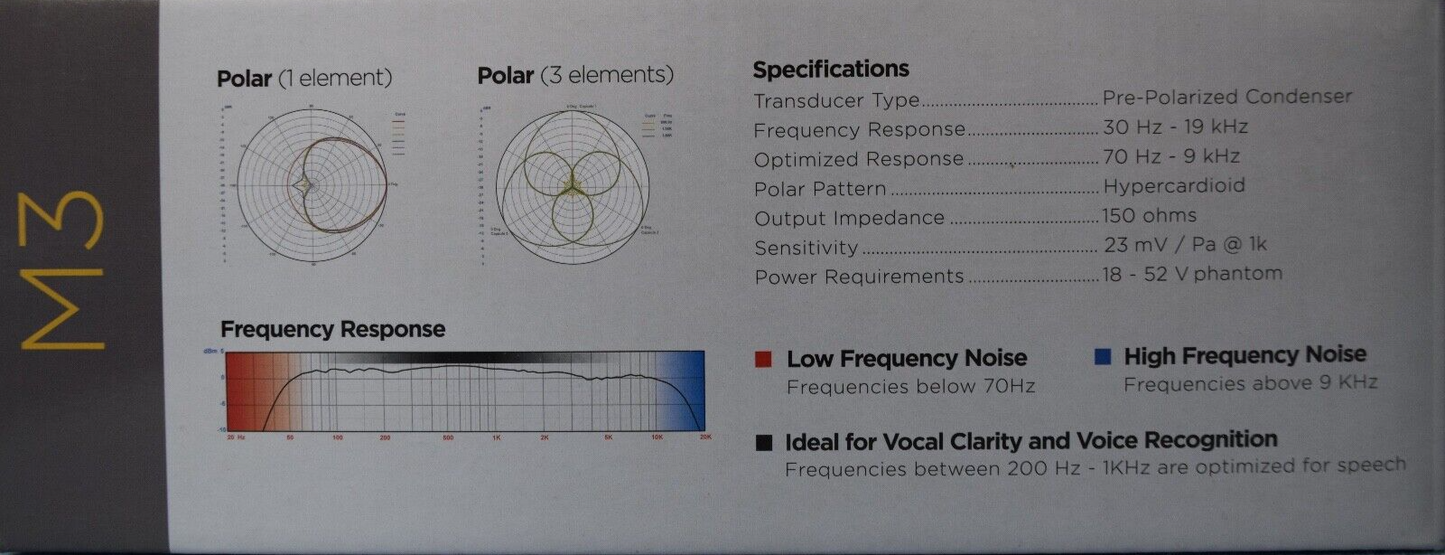 Audix M3 / M3G Tri-Element Ceiling Microphone Hypercardioid Condenser GREY