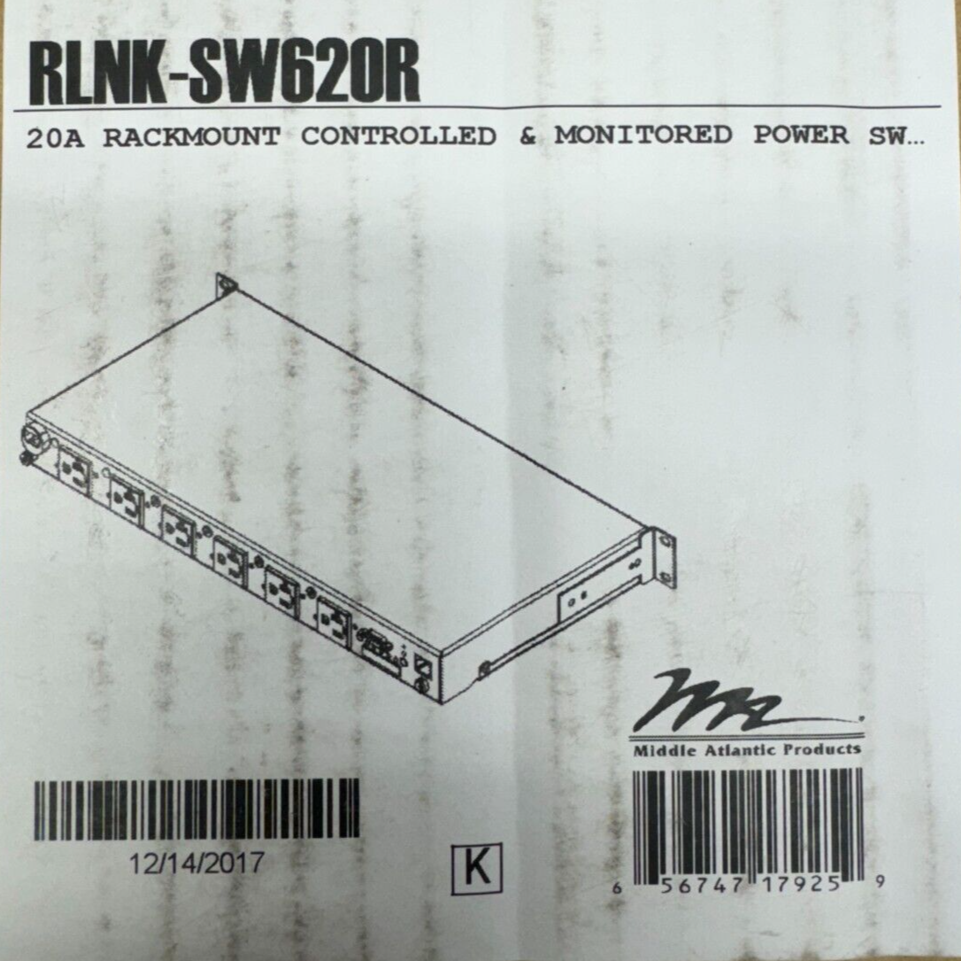 Middle Atlantic RLNK-SW620R 20A Rackmount Controlled & Monitored Power ...
