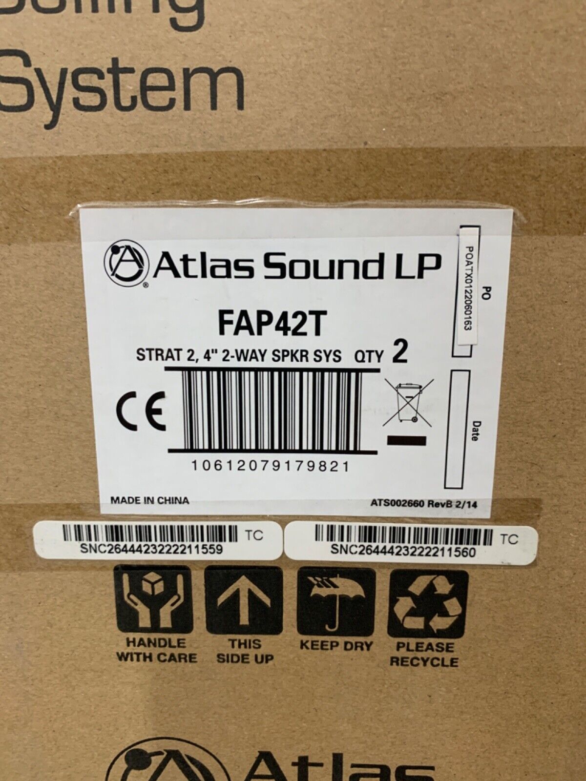 Atlas Sound FAP42T 4" 2-Way Weather-Resistant Speaker System (Pair, White)